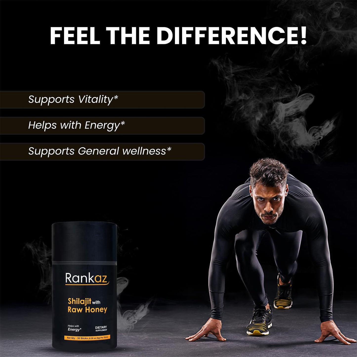 Rankaz Natural Shilajit Honey Sticks Organic - 30 Sticks, Shilajit Honey Fulvic Acid and Trace Minerals